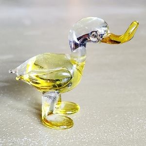 Miniature Glass Duck Figurine